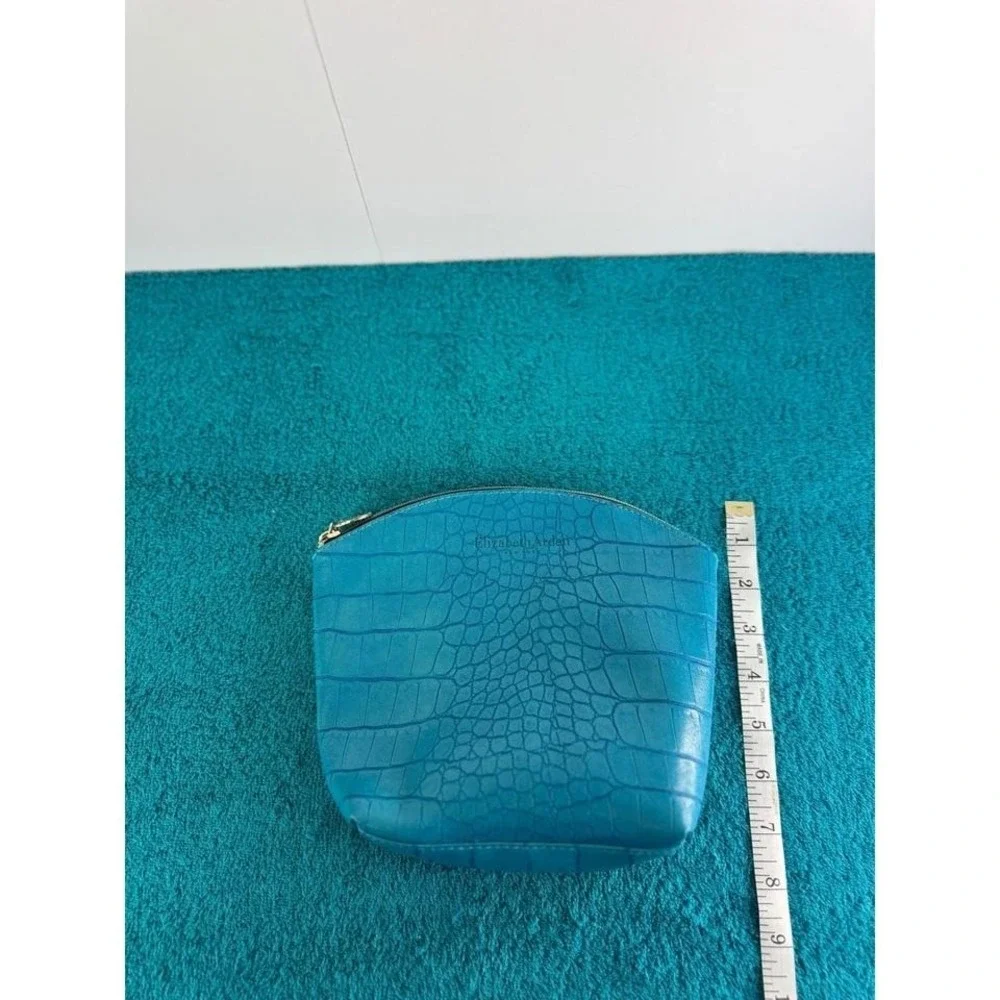 Elizabeth Arden Teal Croc Embossed Cosmetic Makeup Bag Pouch